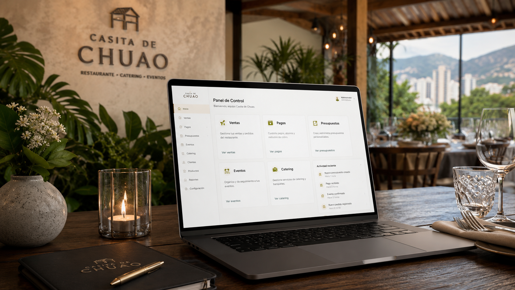 Visualización referencial del sistema administrativo trabajado para Casita de Chuao