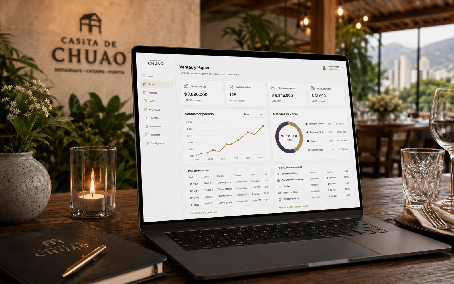 Visualización referencial del módulo de ventas y pagos de Casita de Chuao