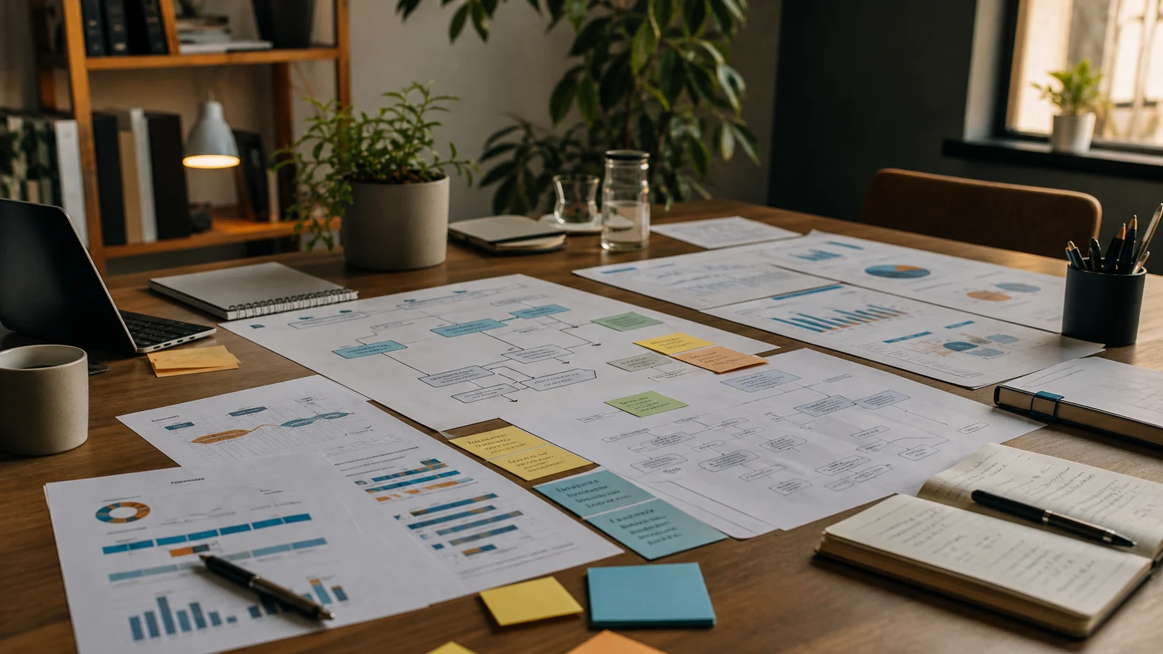 Mesa de diagnóstico 360 con procesos, indicadores y prioridades de negocio